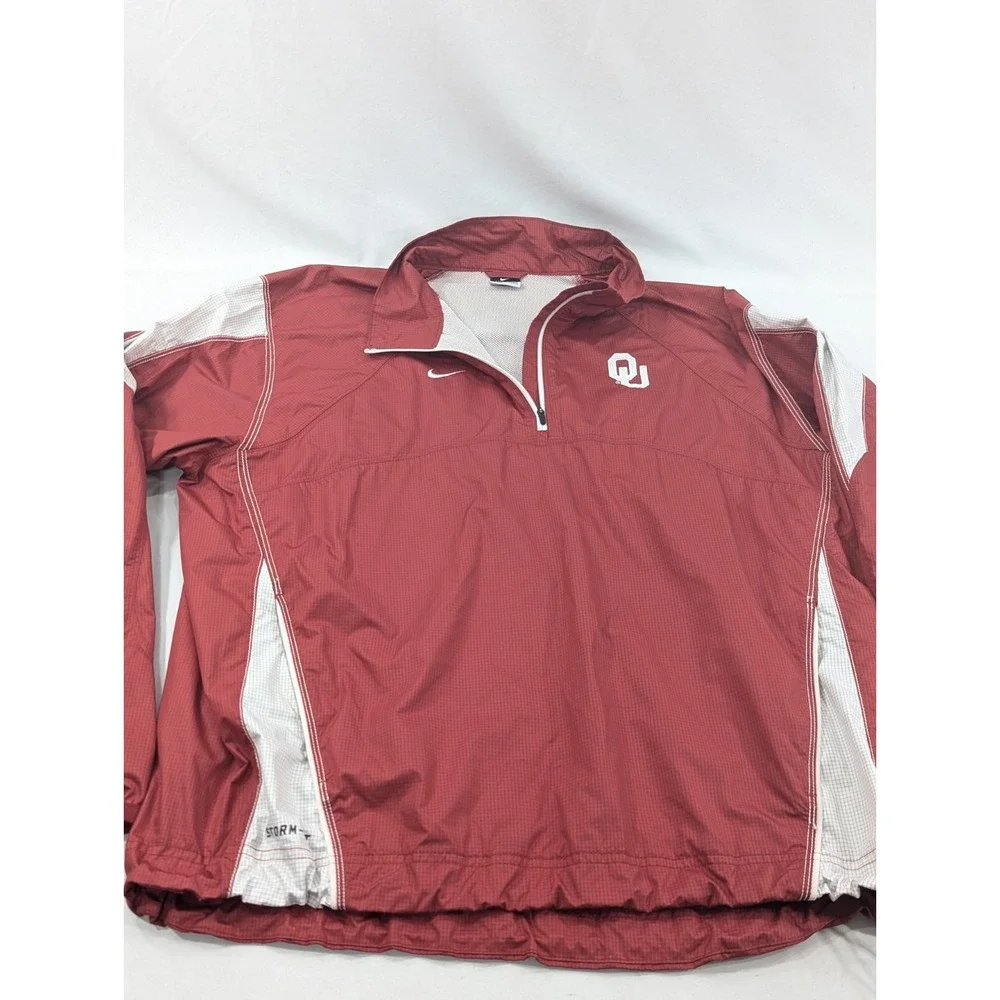 Oklahoma Sooners Football Nike Storm Fit Lightweight Quarter Zip Pullover  L EUC